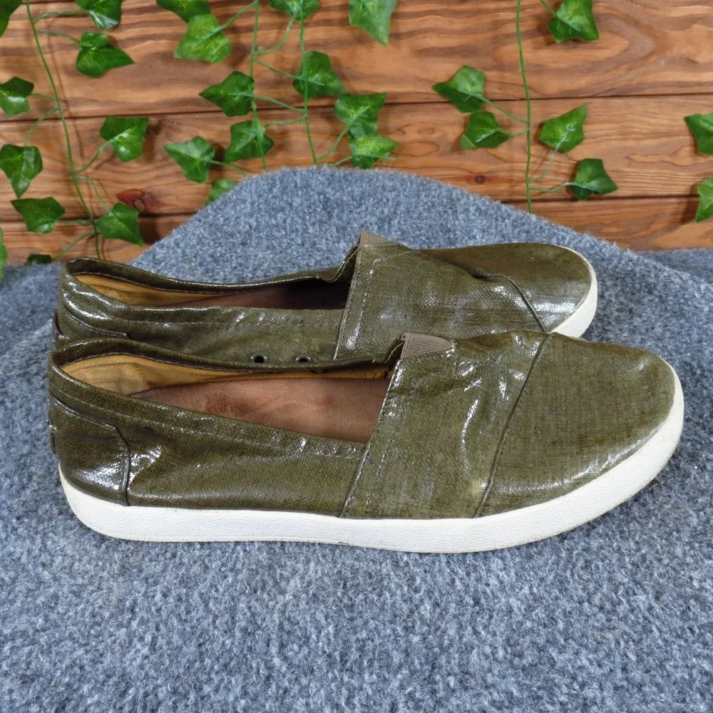 TOMS Avalon Women‎ Casual Slip On Sneaker Size 8 Daily Wear Olive Waxed Canvas